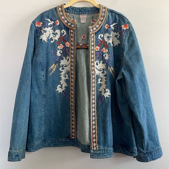 Chico’s Embroidered Denim Jacket - Picture 3 of 16